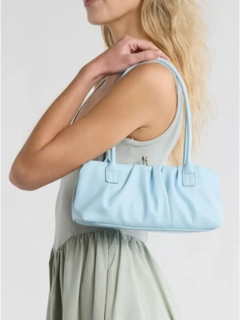 BCBG Blue Ruched Frame Shoulder Bag Purse NWT
